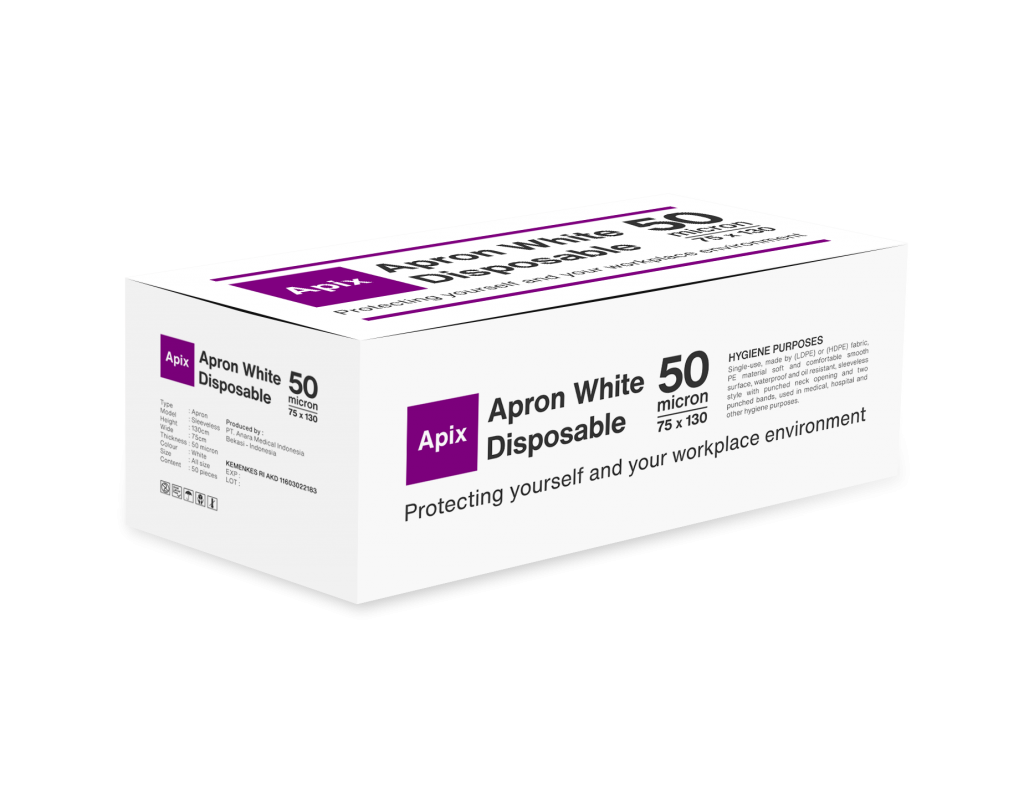 APRON WHITE DISPOSABLE TYPR 50 MICRON